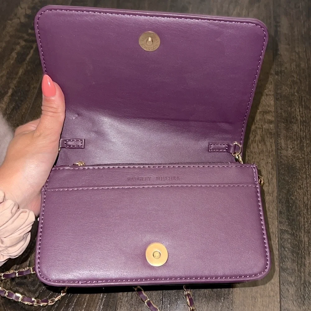 NWT Debossed Logo Vegan Leather Chain Crossbody - Plum